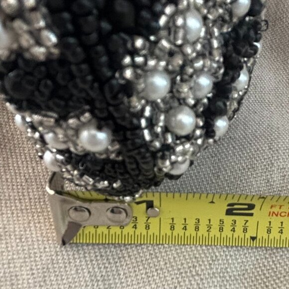 Viral Zebra Hobo Bag - Made in India - Black, White, Silver and Pearls - Picture 9 of 10